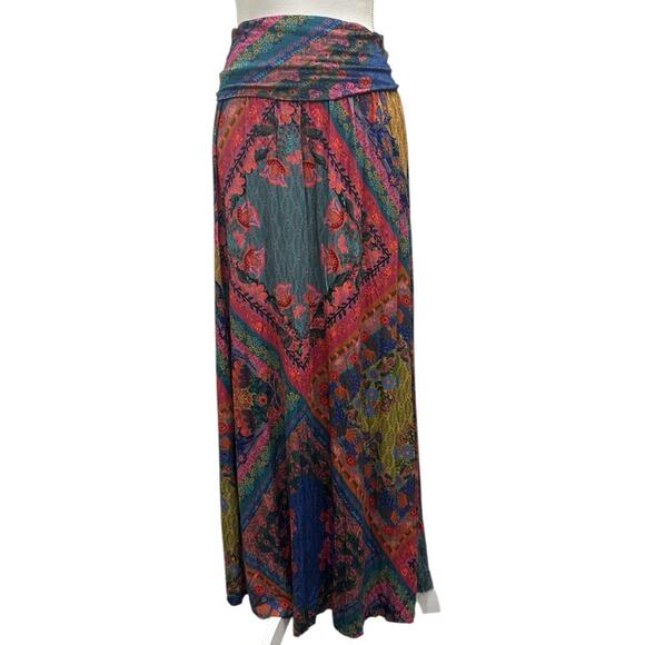 Natural Life NWT Stretch Jersey Maxi Skirt Multicolor Patchwork Hippie Festival - Picture 2 of 10